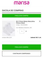 Kit 3 Pares Meias Masculina Fitness Mash | R$ 11