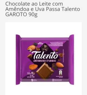 Chocolate Talento da Garoto - 90gramas, vários sabores - Leve 4 pague 3 | R$4,19