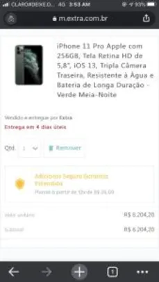 iPhone 11 Pro Apple com 256GB, Tela Retina HD R$ 6204