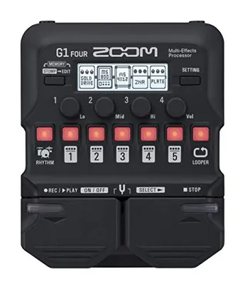 Pedal processador multiefeitos para guitarra Zoom G1 Four, com mais de 60 efeitos embutidos, modelagem de amplificador