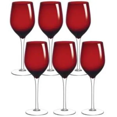 [Ponto Frio] Conjunto de Taças de Vinho Louvre Enjoy Vidro 410ml - 6 Peças por R$ 46