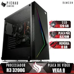 (AME R$1838) PC Gamer Pichau Rawson, Ryzen 3 3200G, Memória 8GB DDR4, SSD 120GB, 400W, Gabinete Hunter RGB