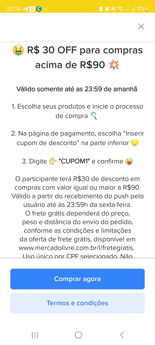 Imagem na descrição da promoção