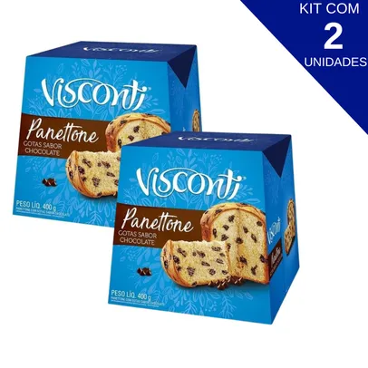 Kit Com 2 Unidades Panettone Gotas De Chocolate Visconti 400g