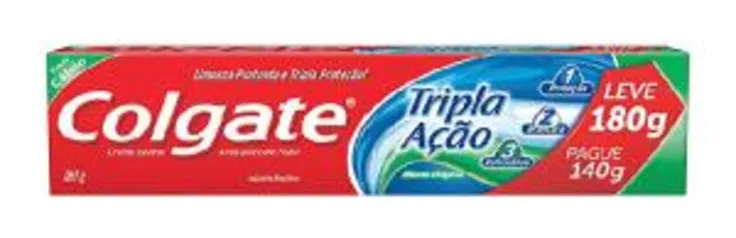 Creme Dental Colgate Tripla Ação Menta Original 180G | R$ 2,75