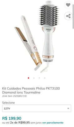 Kit Cuidados Pessoais Philco PKT3100 Diamond Íons Tourmaline