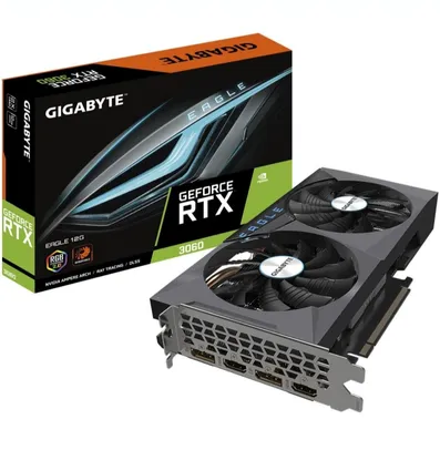 Placa de Vídeo Gigabyte NVIDIA GeForce RTX 3060 Eagle 12G (rev. 2.0), RGB, 12GB GDDR6, LHR, DLSS, Ra