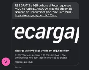 [PRIMEIRA COMPRA] R$5,00 OFF NA RECARGA CELULAR NA OPERADORA VIVO