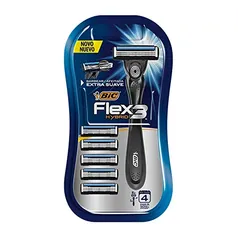 Aparelho de Barbear BIC Flex3 Hybrid, 3 Lâminas, Extra Suave + 5 Cargas, 968722, 1 unidade, Corpo Ergonômico, BIC