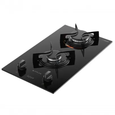 Cooktop 2 Bocas Preto Mesa De Vidro Atlas U Top Bivolt