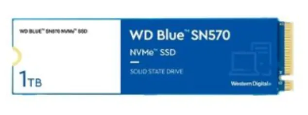 SSD WD Blue SN570, 1 TB, M.2 2280, NVMe, Leituras 3.500MB/s, 3.000MB/s, Azul - WDS100T3B0C