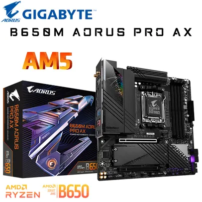 Placa Mãe Gigabyte b650m aorus pro ax am5 ddr5 128gb 6600mhz memória pcie 5.0 m. 2