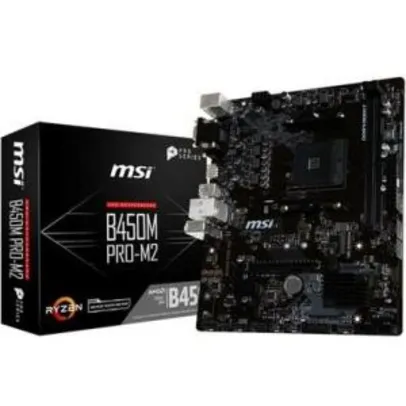 Placa-Mãe MSI B450M Pro-M2, AMD AM4, mATX, DDR4 R$440