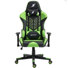 Cadeira Gamer SuperFrame Godzilla, Reclinável, Preto e Verde Braço ajustável 