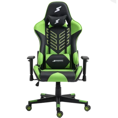 Cadeira Gamer SuperFrame Godzilla, Reclinável, Preto e Verde Braço ajustável 