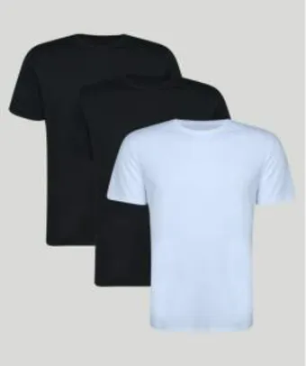 [APP] Kit de 3 Camisetas Masculinas Básicas Manga Curta Multicor | R$32