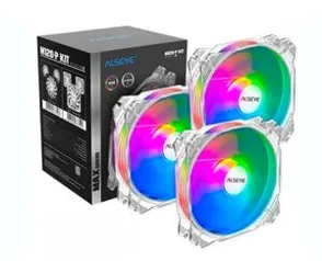 Kit Fan com 3 Unidades Alseye M120-P White, RGB, 120mm | R$159