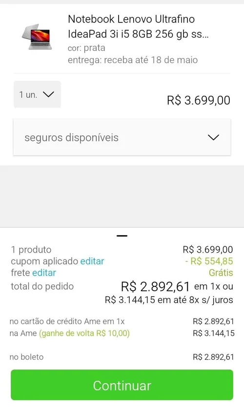 Imagem na descrição da promoção