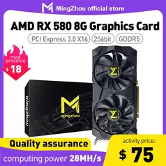  Placa de Vídeo AMD RX 580 2048SP 8GB MingZhou