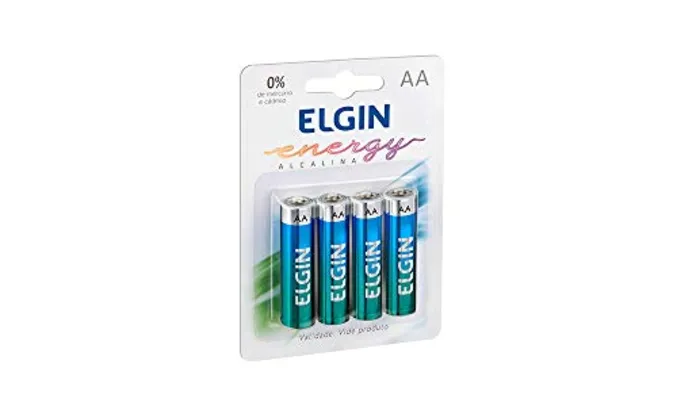 Kit Pilhas Alcalinas com 4X AA, Elgin, Baterias | R$8,45