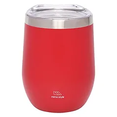 Mimo Style Copo Térmico de Aço Inoxidável Parede Dupla Vermelho 350ml Com Tampa de Polipropileno Livre de BPA