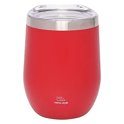 Mimo Style Copo Térmico de Aço Inoxidável Parede Dupla Vermelho 350ml Com Tampa de Polipropileno Livre de BPA