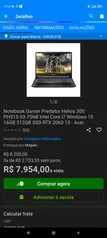 Notebook Gamer Predator Helios 300 PH315-53-75N8 Intel Core i7 RTX2060