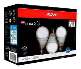 Kit 3 Lâmpada Led Pera 15w Bulbo E27 Bivolt Luz Branca 6500k Cor da luz Branco-frio 110V/220V (Bivolt) - R$ 9,36