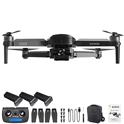 SG908 Drone Gimbal de 3 eixos com câmera 4K 5G GPS WIFI FPV RC QuadcopterBlack3 * baterias (3*batteries, Black)