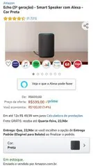 (PRIME) Echo (3ª geração) - Smart Speaker com Alexa - Cor Preta