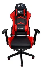 Cadeira de escritório Mymax MX5 gamer ergonômica  preta e vermelha com estofado de couro sintético