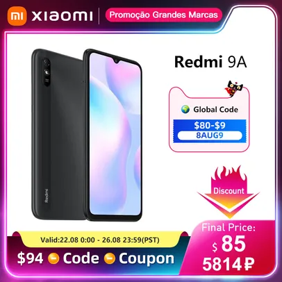 Smartphone xiaomi redmi 9a telefone móvel 2gb ram 32gb rom mtk helio g