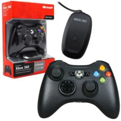Controle Xbox 360 Sem Fio Com Adaptador Wireless Para PC - Microsoft - R$94