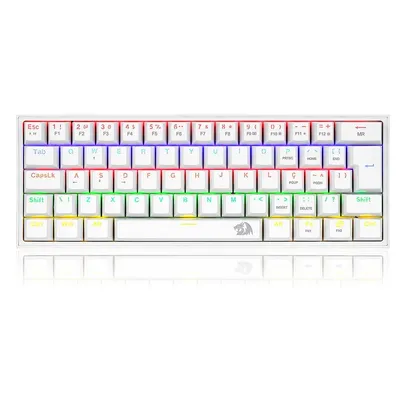 Teclado Mecânico Gamer Redragon Fizz, Rainbow, Switch Brown, Branco - K617-R-W (PT-BROWN)