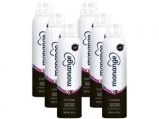 6 Un. de Desodorante Aerosol Antitranspirante Feminino - Monange Invisível 150ml | R$39