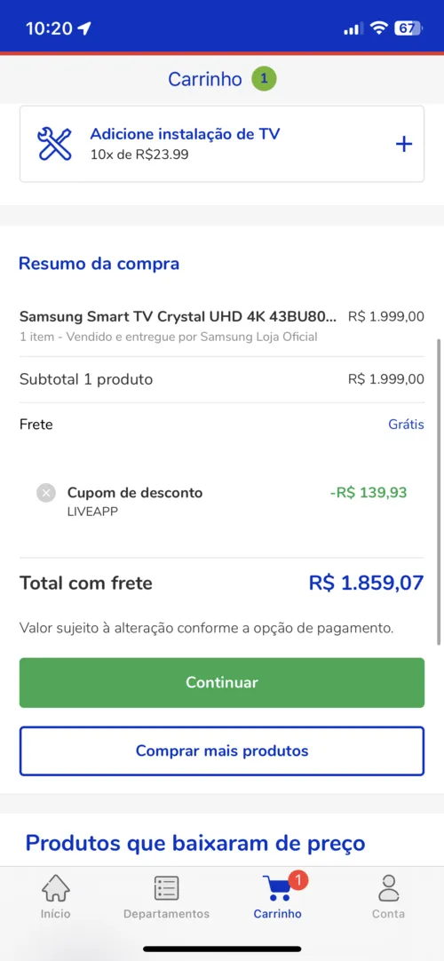 Imagem na descrição da promoção