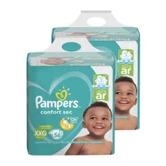 Leve 2 Kit de Fraldas Pampers Confort Sec Super R$160