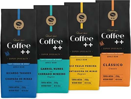 Kit Coffee Mais Grãos Clássico e Fazendas 1kg (250g x 4)