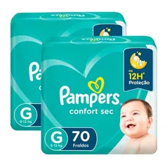 Kit de Fralda Pampers Confort Sec Pacote Giga Tamanho G 140 Unidades