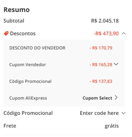 Imagem na descrição da promoção