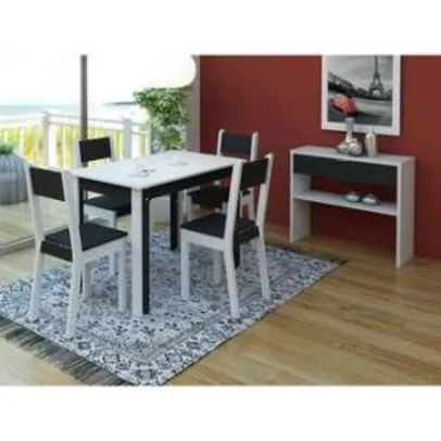 [Walmart] Sala de Jantar 4 cadeiras Smart Madesa Branco/Preto por R$ 259