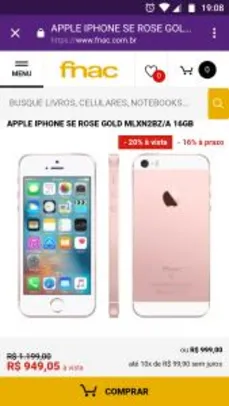 APPLE IPHONE SE ROSE GOLD MLXN2BZ/A 16GB - R$949