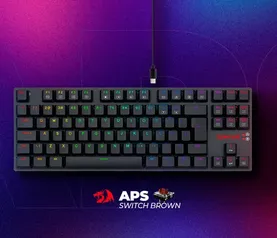 Teclado Mecânico Gamer Redragon APS Low Profile - RGB, Cabo removível, ABNT2, Preto - Switch Blue - K607 RGB