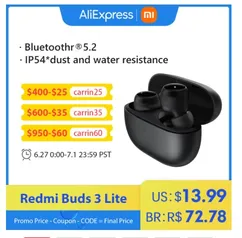 Versão global Xiaomi Redmi buds 3 lite fones de ouvido sem fio 