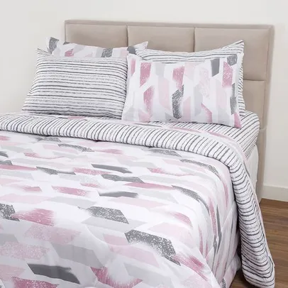 [AME R$135] - SC R$95 - Enxoval Cama Queen Andressa 7 Peças 100% Algodão - Casa e Conforto