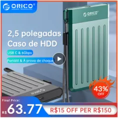 ORICO Gabinete de disco rígido externo USB C 6 Gbps HDD Case 2,5 polegadas