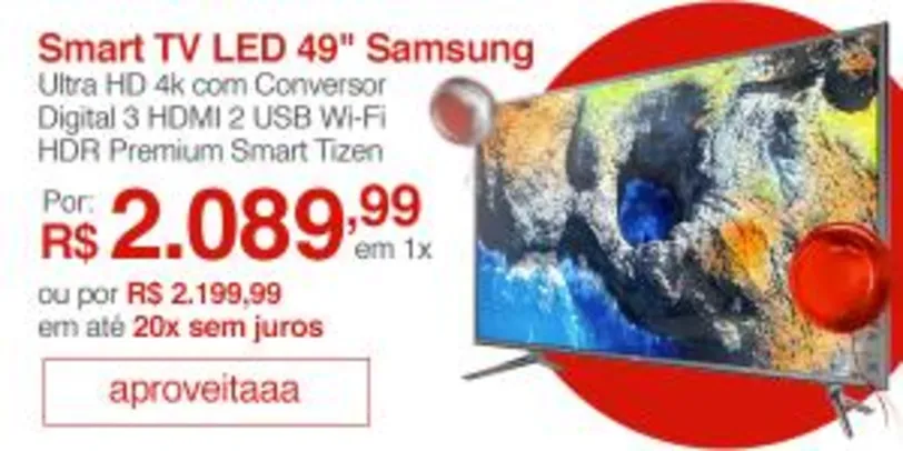 Saindo por R$ 2090: Smart  TV Samsung 49' 4k HDR Premium mu6120 ultra hd - R$2.090 | Pelando