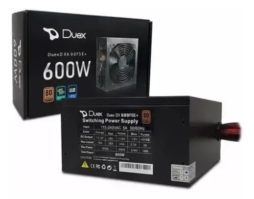 Fonte ATX 600w Real Duex DX-600FSE 80+Bronze P/Gabinete