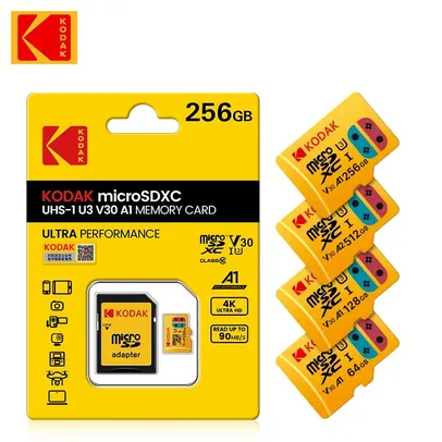 Cartão Micro SD Kodak-Original, U3 A1 V30, Cartão MicroSD TF Classe 10 128GB