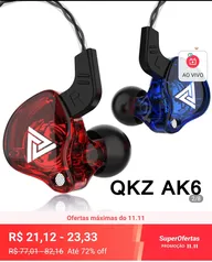 Fone de ouvido qkz ak6 com Driver de Latão Original